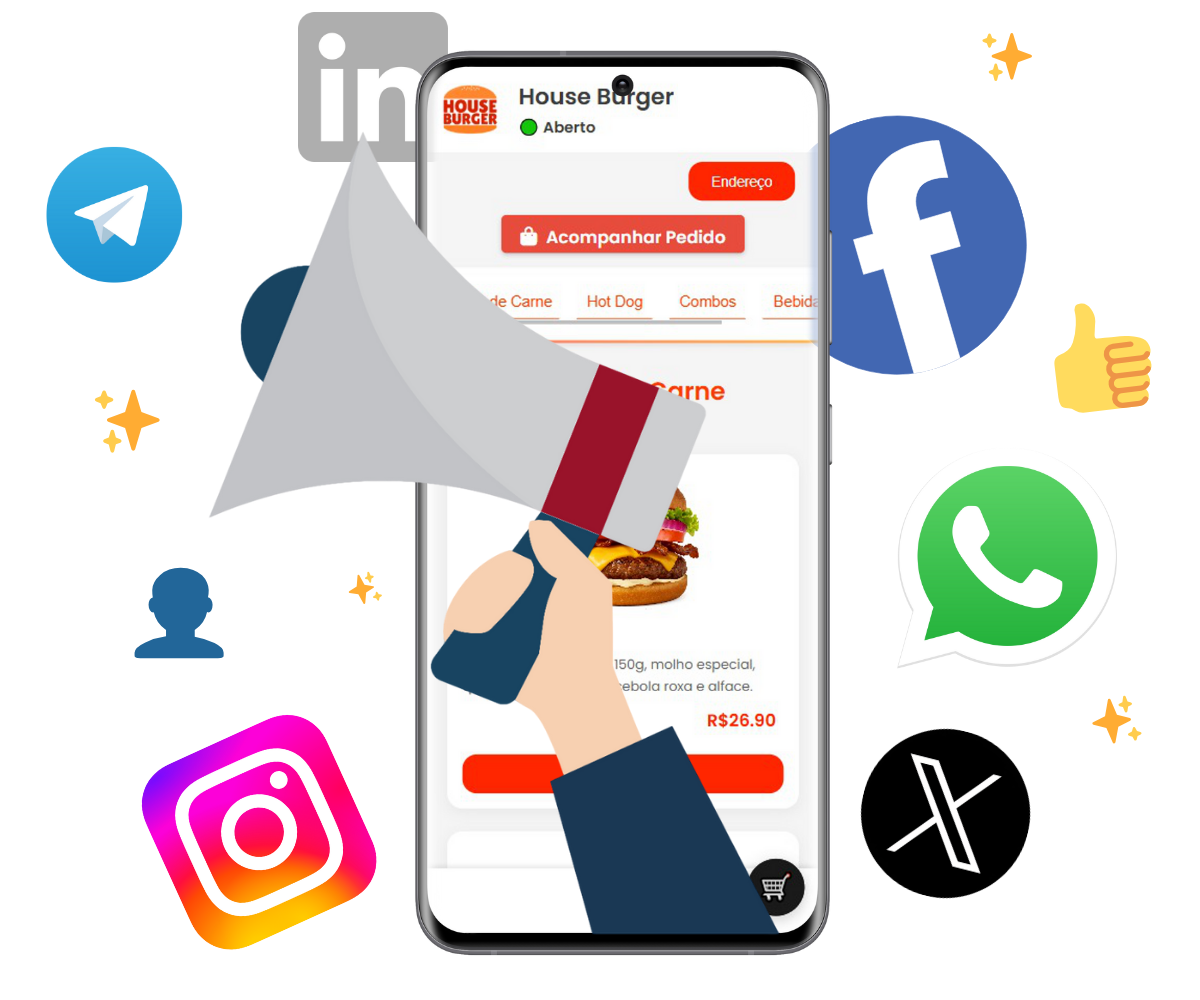 Cardápio digital ilustrativo